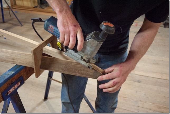 Using a jigsaw to miter the ends of the gunnels