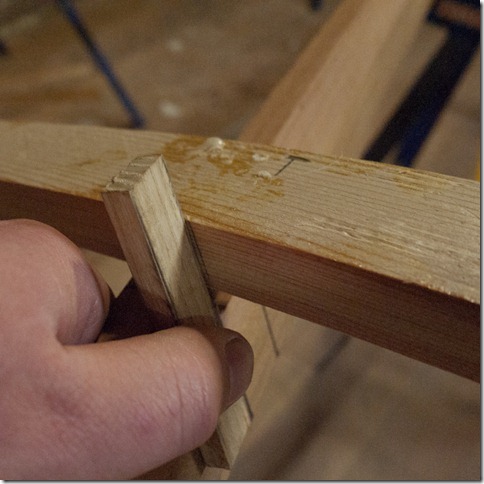 Marking the inside of each tenon